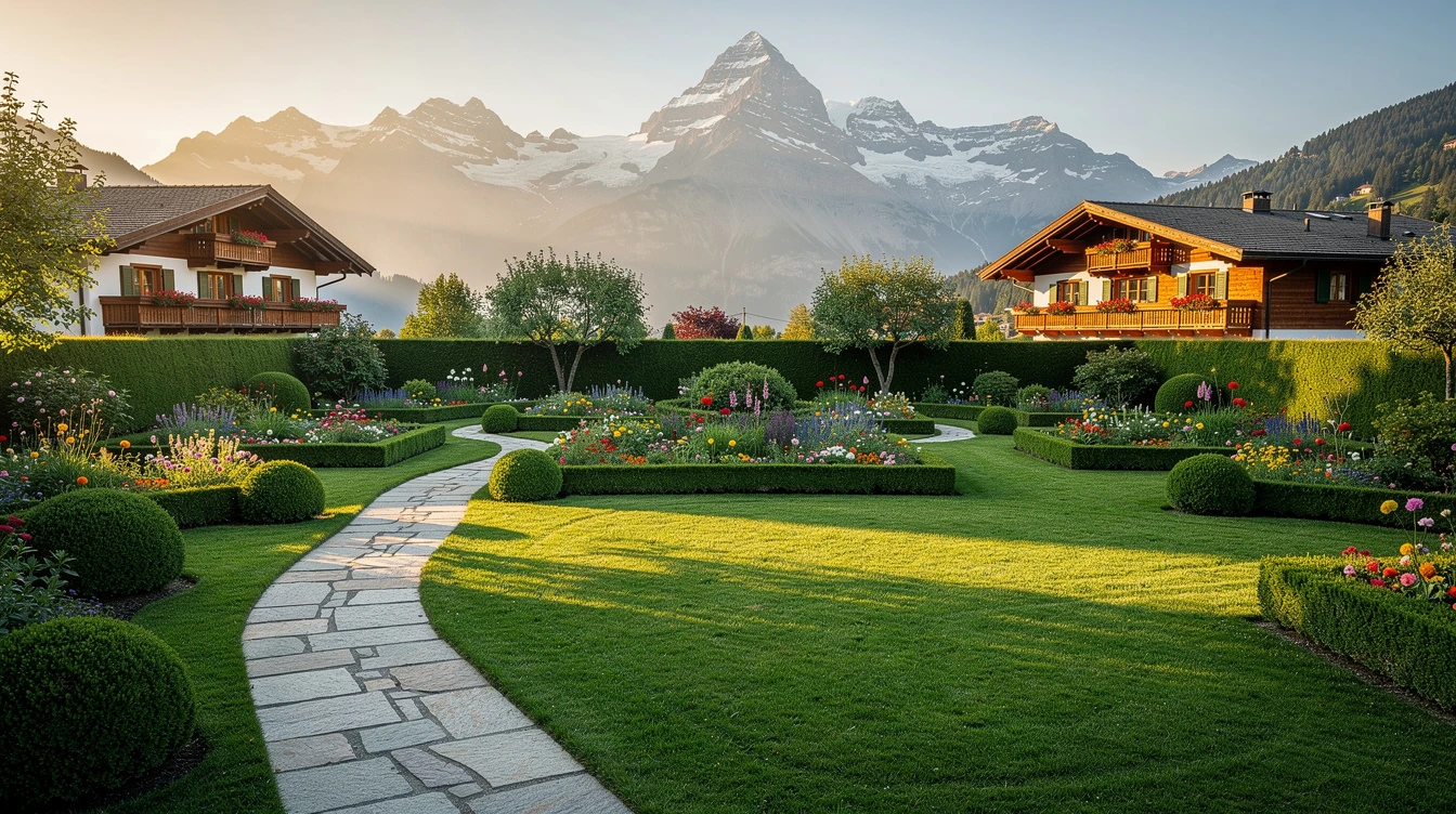 Jardinier SOS Jardin travaillant dans un beau jardin paysager en Suisse